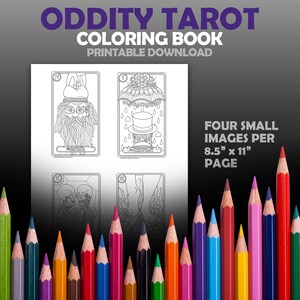 Oddity Tarot Coloring Book Major Arcana 24 Cards Instant Download PDF The Fool Magician Empress Emperor Hierophant Lovers Chariot image 6