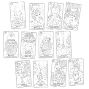 Oddity Tarot Coloring Book Major Arcana 24 Cards Instant Download PDF The Fool Magician Empress Emperor Hierophant Lovers Chariot image 2