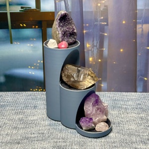 You Choose the Colors: Stacked 3" Circle Pedestals - Crystal Display Stand  - For Rocks Tumbled Stones & Collectibles