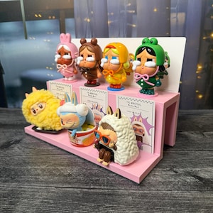 You Choose The Color - Collectible Figures Display (Small) + Their Cards - Labubu Crybaby Hirono Molly Desk Display Pop Mart Shelf