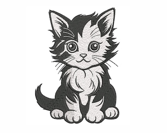 Kitten Embroidery Design – Baby Clothes Pattern, 6 Sizes (Digital Download)