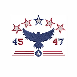 Donald Trump 45 47 President, we won, we won again, trump 47- machine embroidery design, 4 sizes.