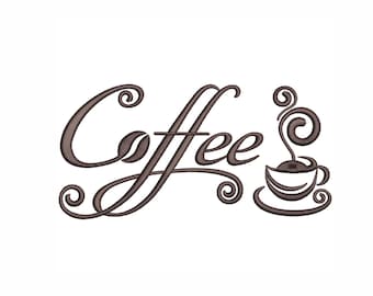 Coffee Cup Machine Embroidery Design, Multiple Sizes (Digital Download)