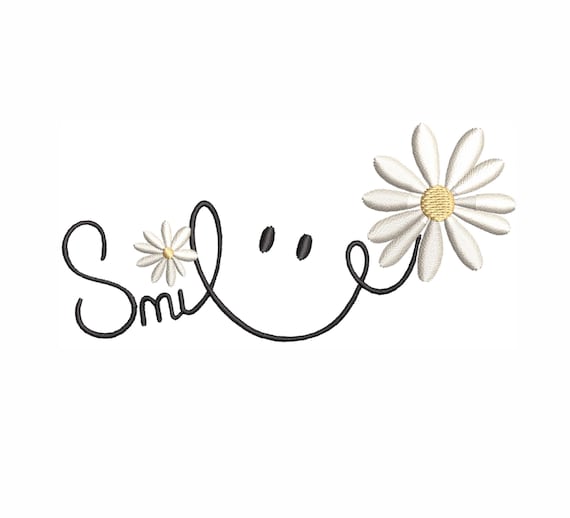 Smile machine embroidery design, happy face embroidery, 6 sizes.
