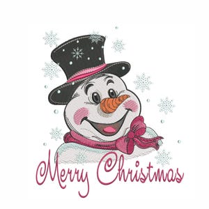 Merry Christmas Snowman Embroidery Design: Festive Holiday Decor (Digital Download)