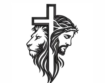 Jesus Löwe von Jehuda Kreuz Stickdatei (Digitaler Download)