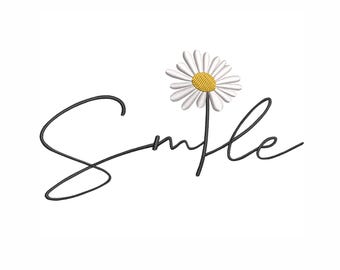 Desenho de bordado Daisy Smile: Padrão de citação de flores (5 tamanhos) (download instantâneo)