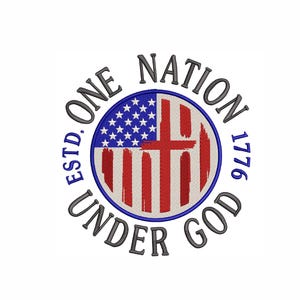 One Nation Under God Machine Embroidery Design, Defend Second Amendment, Patriotic Design America, USA Freedom, 7 sizes.