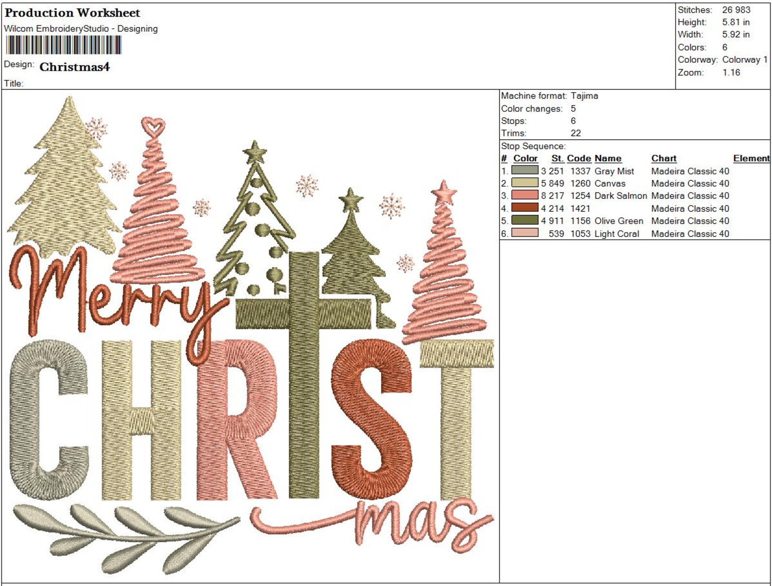 Merry Christmas Embroidery Design With Cross and Trees, Christian ...