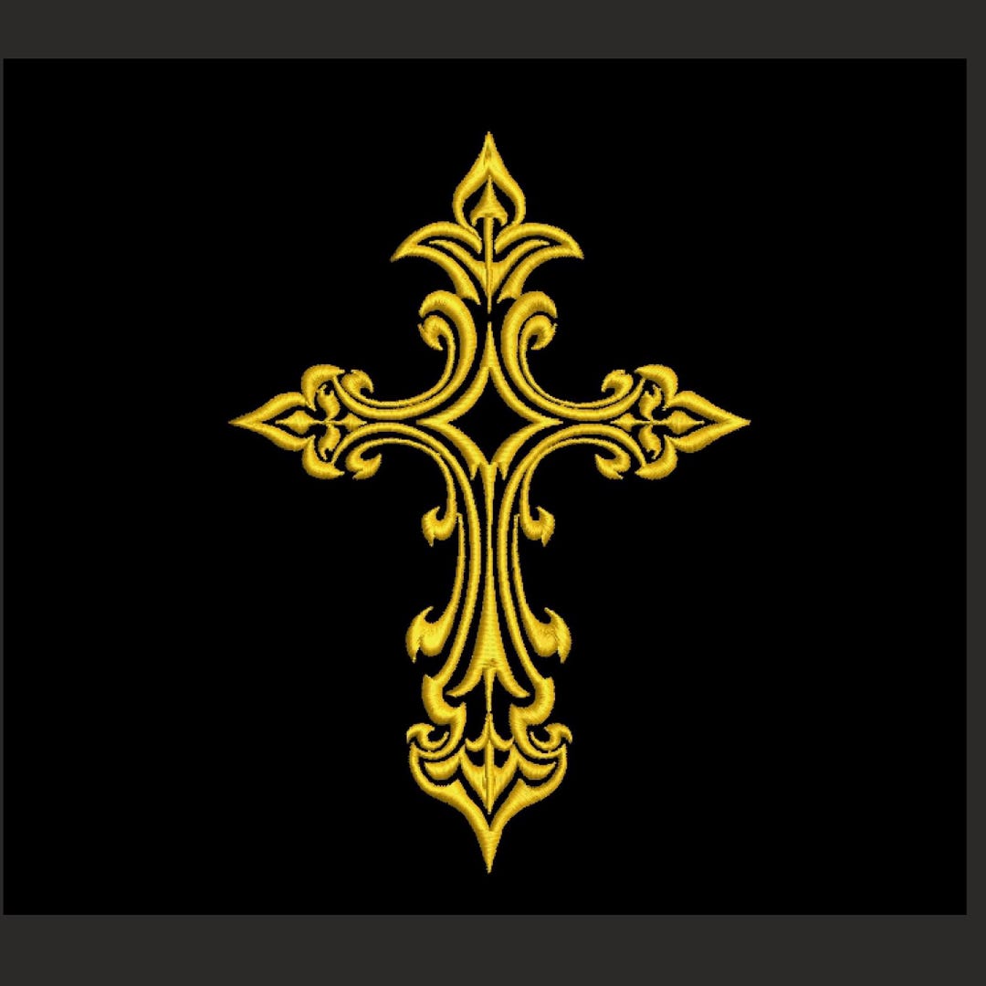 Ornate Cross Embroidery Design, Elegant Christian Cross Embroidery File ...