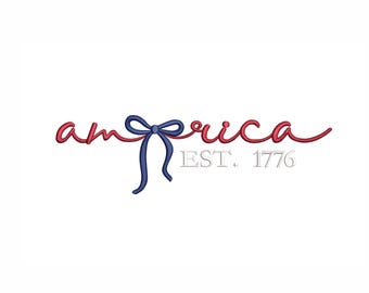 Coquette America Embroidery Design: Patriotic USA Flag Pattern (5 Sizes)(Digital Download