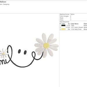Smile-machineborduurontwerp, borduren met blij gezicht, 6 maten. afbeelding 7
