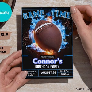 Modèle modifiable d'Invitation d'anniversaire de football, faire-part de fête de football pour garçons, invitation de football pour enfants, Invitation d'anniversaire de football imprimable