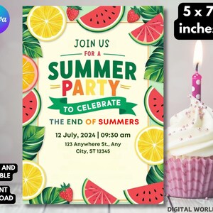 End of Summer Party Invitation, Summer Party Invitation, Summer Invites, Canva