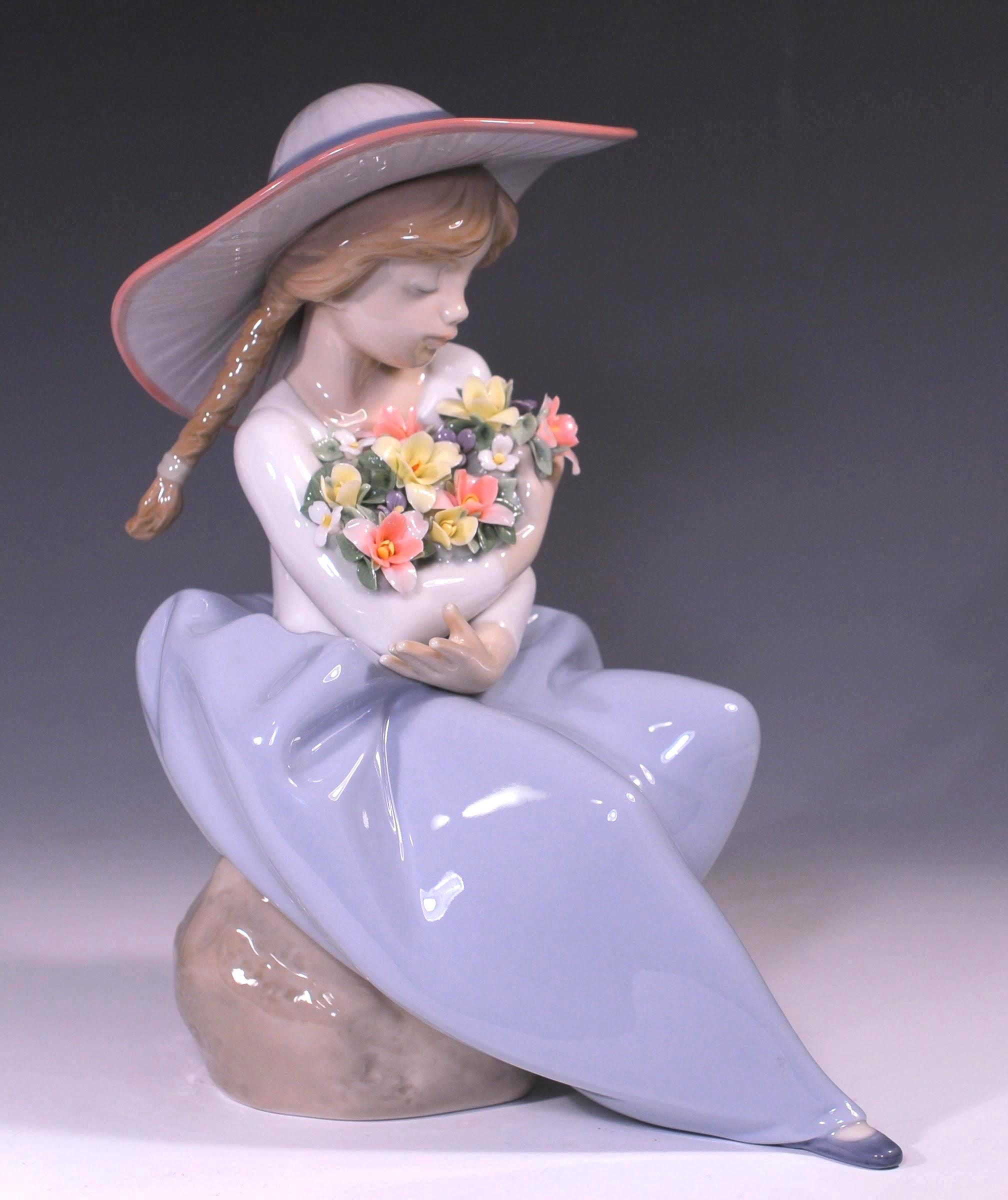 Lladro Girl With Flowers - Etsy