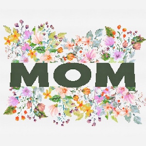 Patrón de punto de cruz para mamá / Punto de cruz para el Día de la Madre / Punto de cruz floral / Regalo DIY para mamá / Feliz Día de la Madre / Bordado floral en PDF