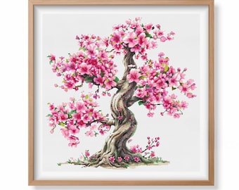 Sakura Cross Stitch Pattern | Japanese Cherry Blossom Cross Stitch | Spring Floral Cross Stitch | Sakura Embroidery PDF | Pattern Keeper