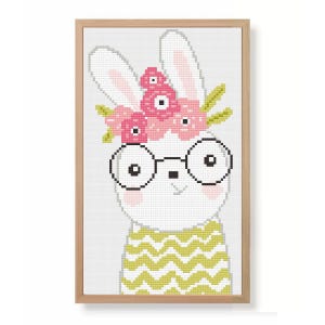 Floral Bunny Cross Stitch Pattern | Spring Rabbit Cross Stitch | Bunny Embroidery Designs | Nursery Cross Stitch | Cute Farm Animals PDF