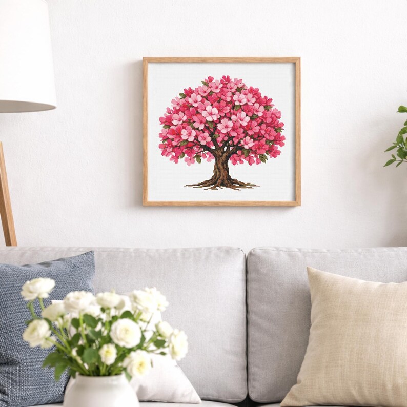Cherry Blossom Cross Stitch Pattern, Sakura Botanical Embroidery ...