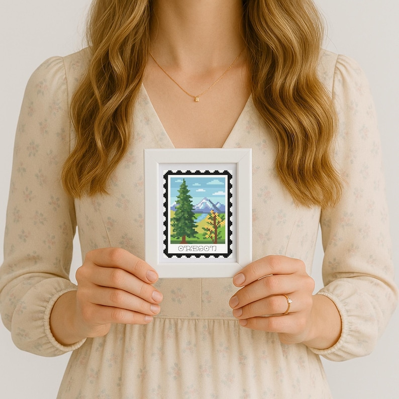 Oregon Pattern Oregon Cross Stitch Pattern PDF, Mount Hood Landscape Embroidery, PNW ...