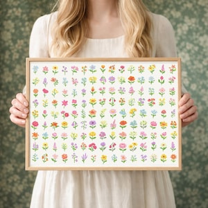 150 Flower Cross Stitch Pattern BUNDLE, Wildflower Botanical Embroidery ...