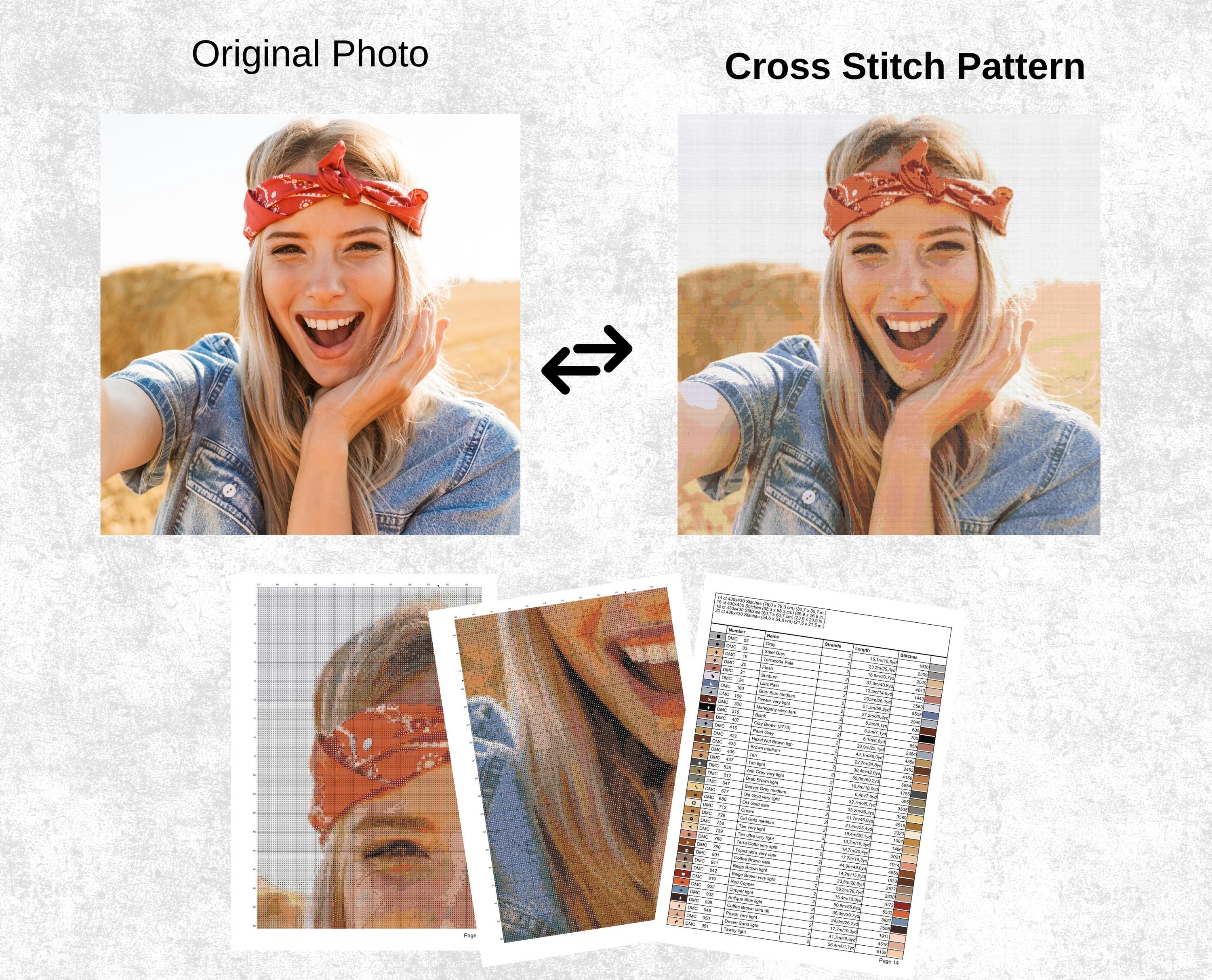 Custom Photo Cross Stitch Pattern | Convert Your Photo to Cross Stitch ...