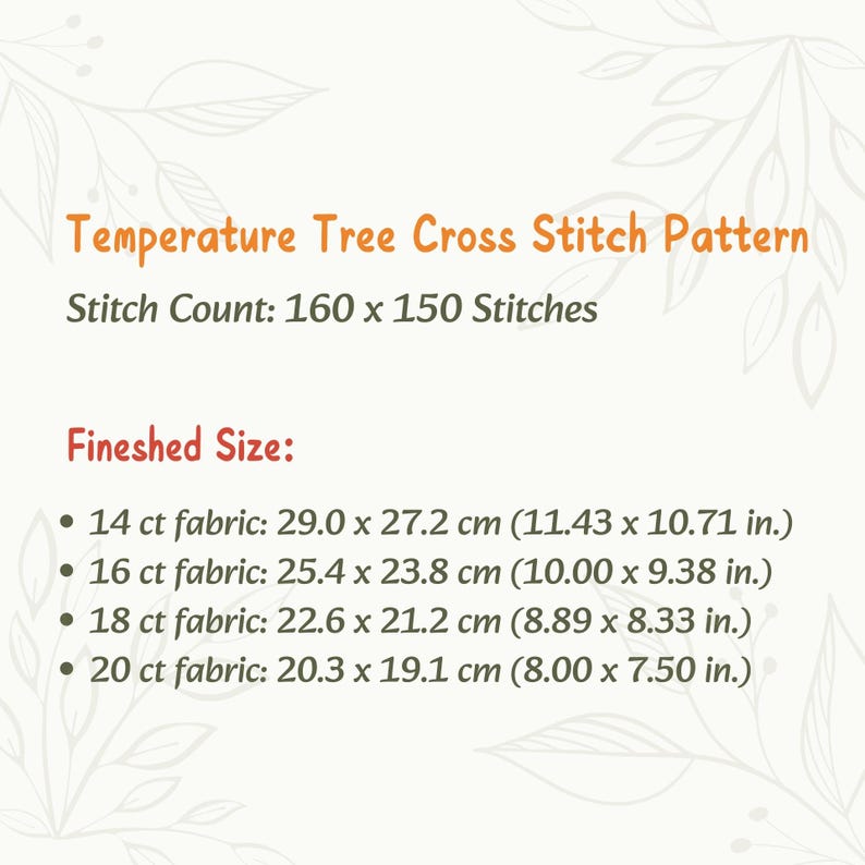 Temperature Tree Pattern Temperature Tree Cross Stitch Pattern, Yearly Temperature Chart ...