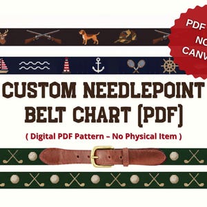Custom Needlepoint Belt Chart, Personalized Monogram Belt Design for Men, Custom Icons Needlepoint Pattern, Unique Gift for Him PDF Download