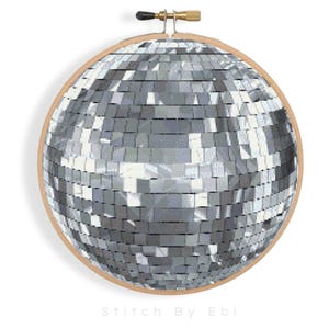 Disco Ball Cross Stitch Pattern | Vintage Mirror Ball Cross Stitch | Funky Retro Cross Stitch | Groovy Discoball Cross Stitch | PDF Download