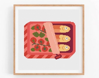 Sardines Can Cross Stitch Pattern | Funny Sardine Stitching | Retro Tinned Sardines | Fish Can Embroidery Design | Modern Cross Stitch PDF