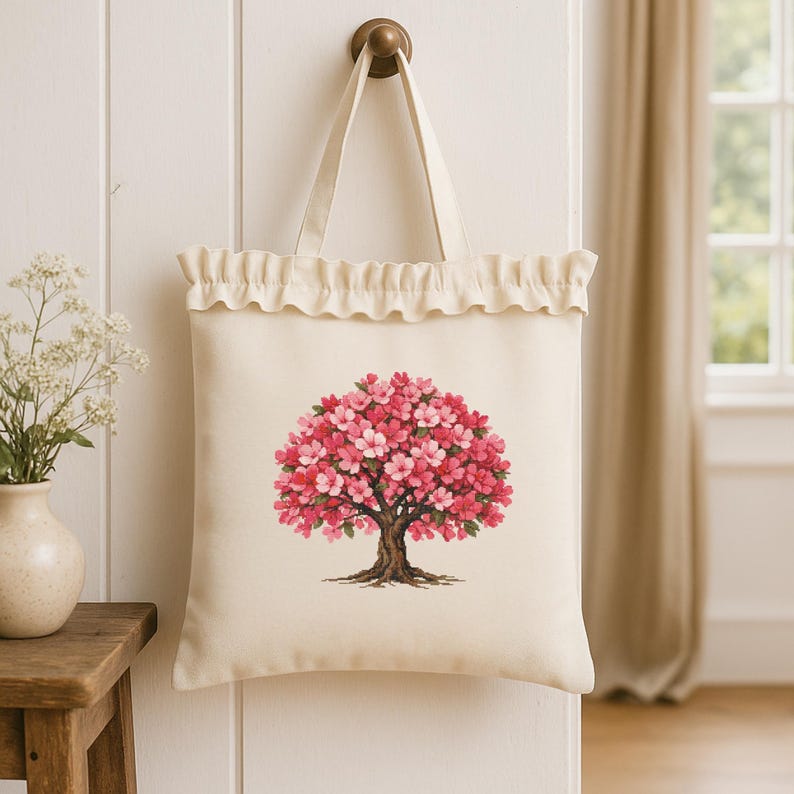 Cherry Blossom Cross Stitch Pattern, Sakura Botanical Embroidery ...