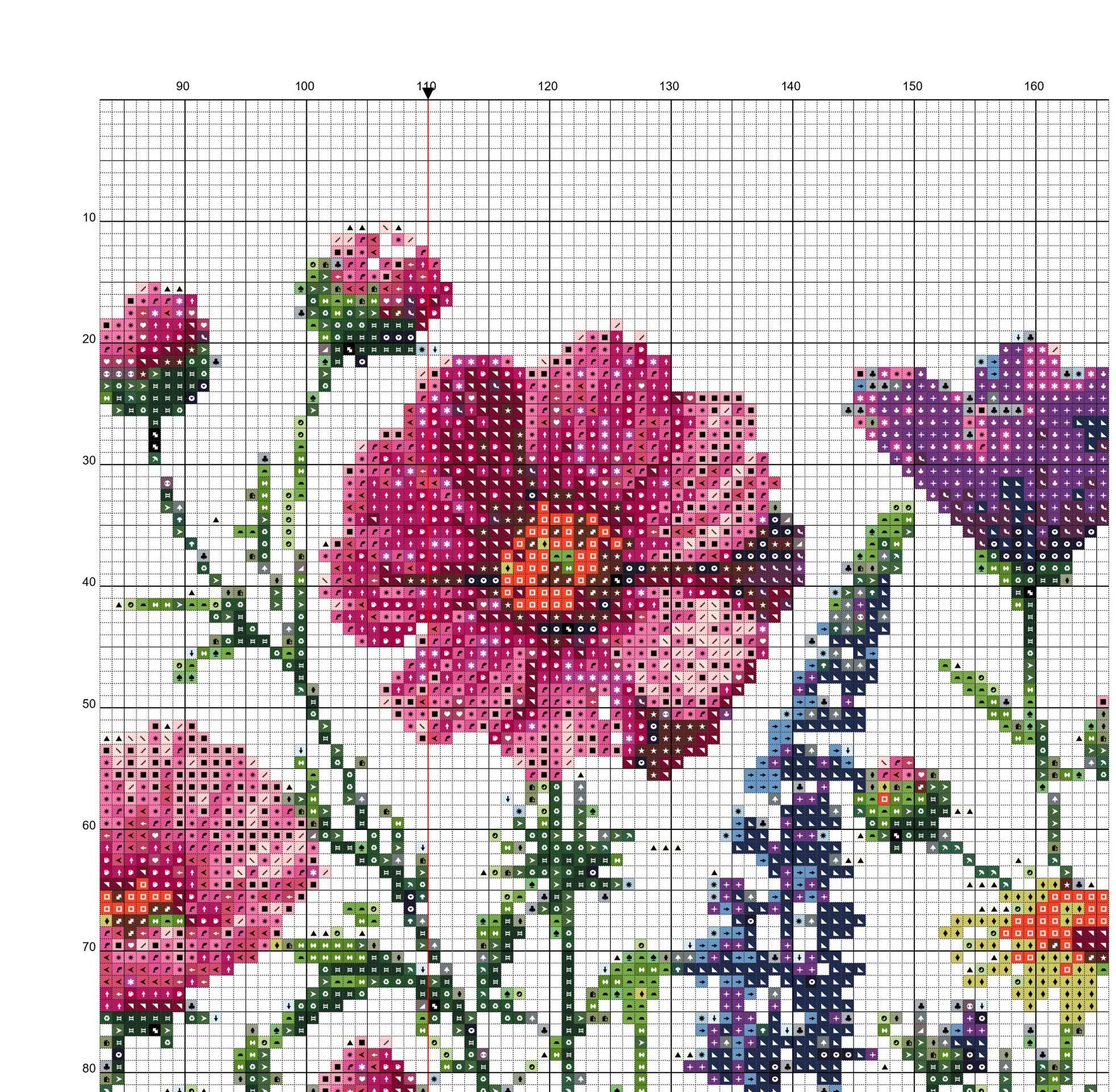 Wild Flowers Cross Stitch Pattern | Botanical Floral Embroidery ...