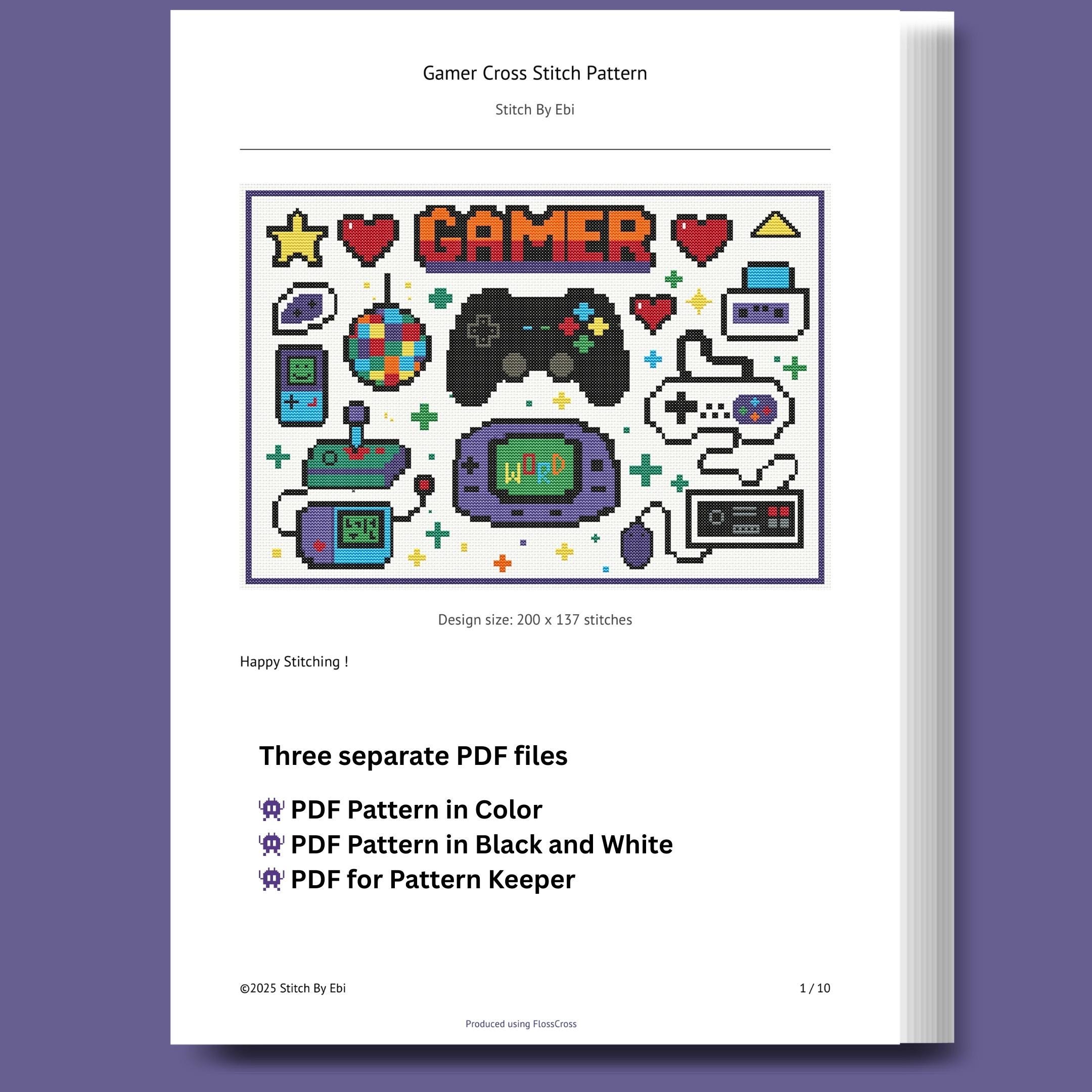 Gaming Cross Stitch Pattern | Retro 90's Gamer Vibes | Modern ...
