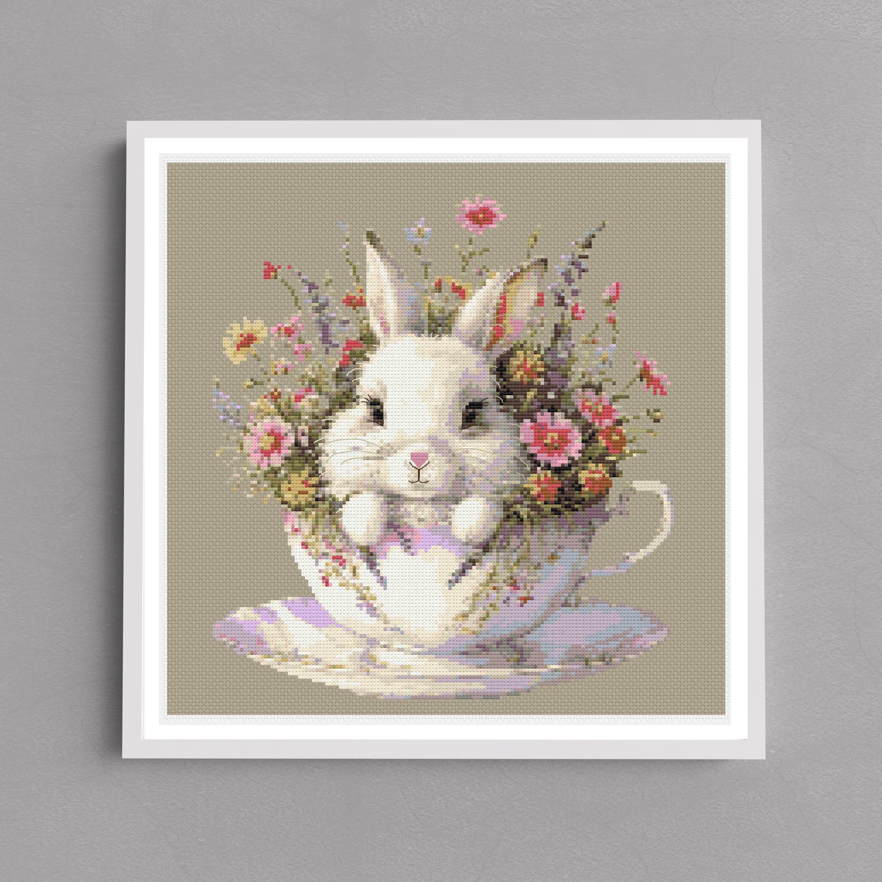 Bunny Cross Stitch Pattern | Spring Flower Cross Stitch | Bunny ...