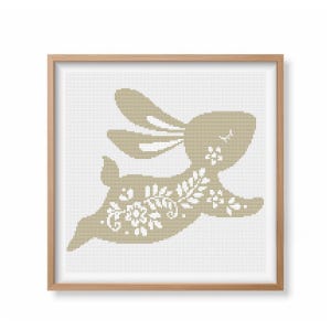 Floral Bunny Cross Stitch Pattern | Spring Rabbit Cross Stitch | Bunny Embroidery Designs | Summer Hare Cross Stitch | Cute Farm Animals PDF