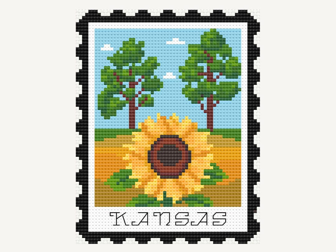 Kansas Cross Stitch Pattern, Sunflower Embroidery Design, Prairie ...