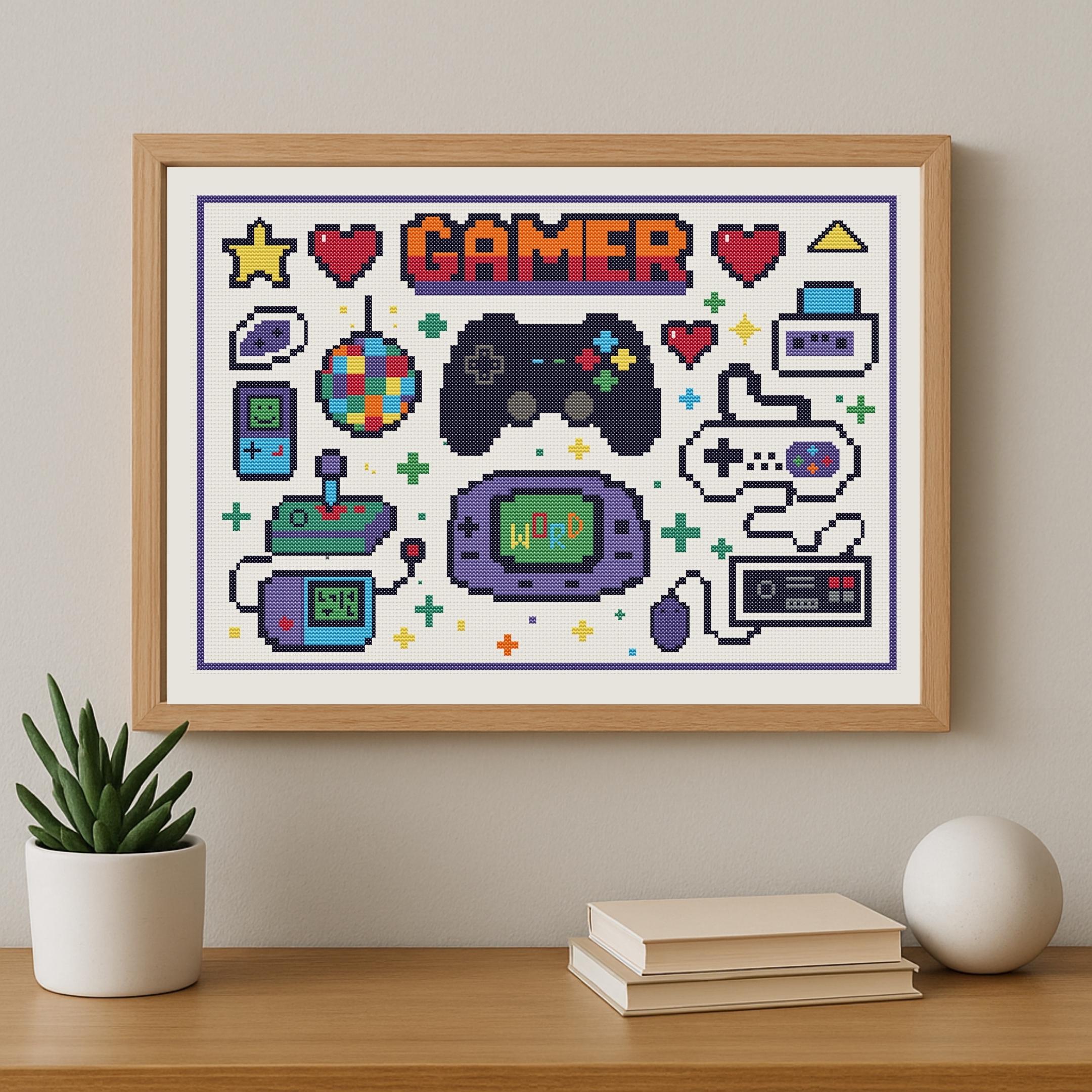 Gaming Cross Stitch Pattern | Retro 90's Gamer Vibes | Modern ...
