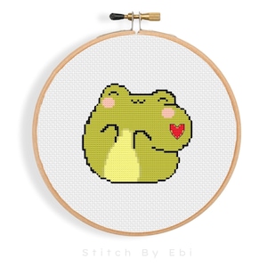 Cute Frog Cross Stitch Pattern, Sweet Frog Embroidery, Tiny Animal Cross Stitch, Gift for Frog Lover,Mini Stitch Art for Beginners PDF