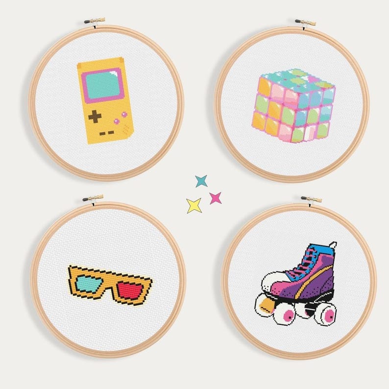 90s Cross Stitch Bundle, 16 Funny Cross Stitch Patterns for Beginners ...