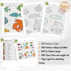 Fish Cross Stitch Pattern | Underwater Cute Fish Embroidery | Aquarium ...