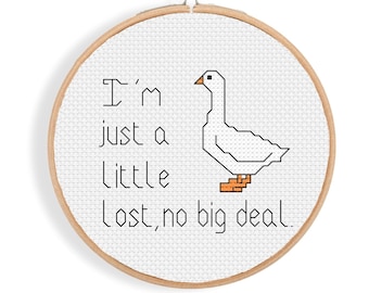Funny Goose Cross Stitch Pattern | Silly Goofy Goose Embroidery Art | Beginner-Friendly Stitching | DIY Instant PDF Download