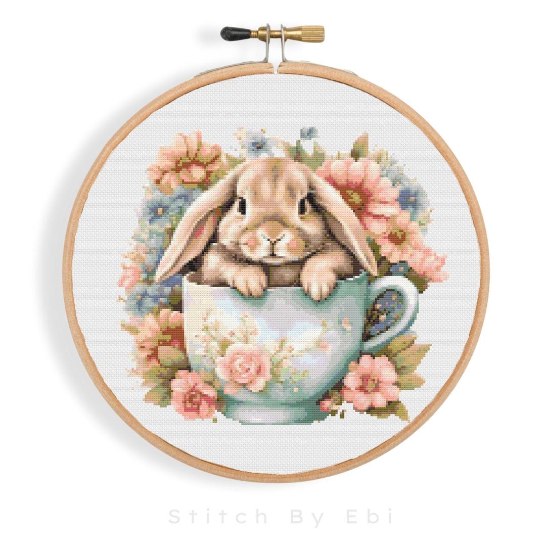 Bunny Cross Stitch Pattern | Spring Flower Cross Stitch | Baby Cross ...