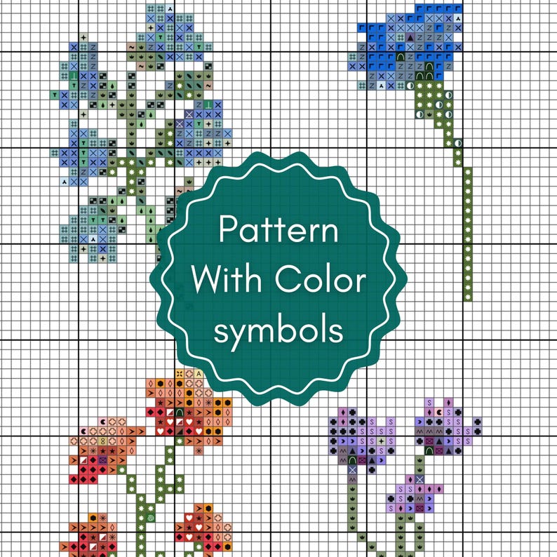 24 Flower Cross Stitch Pattern BUNDLE, Botanical Wildflower Designs ...