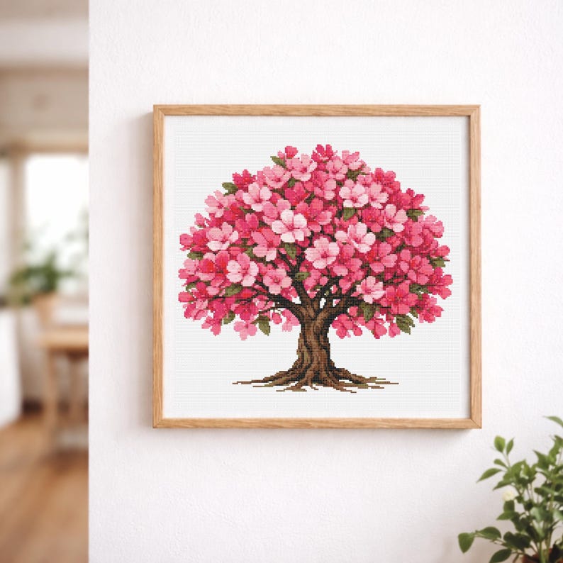 Cherry Blossom Cross Stitch Pattern, Sakura Botanical Embroidery ...