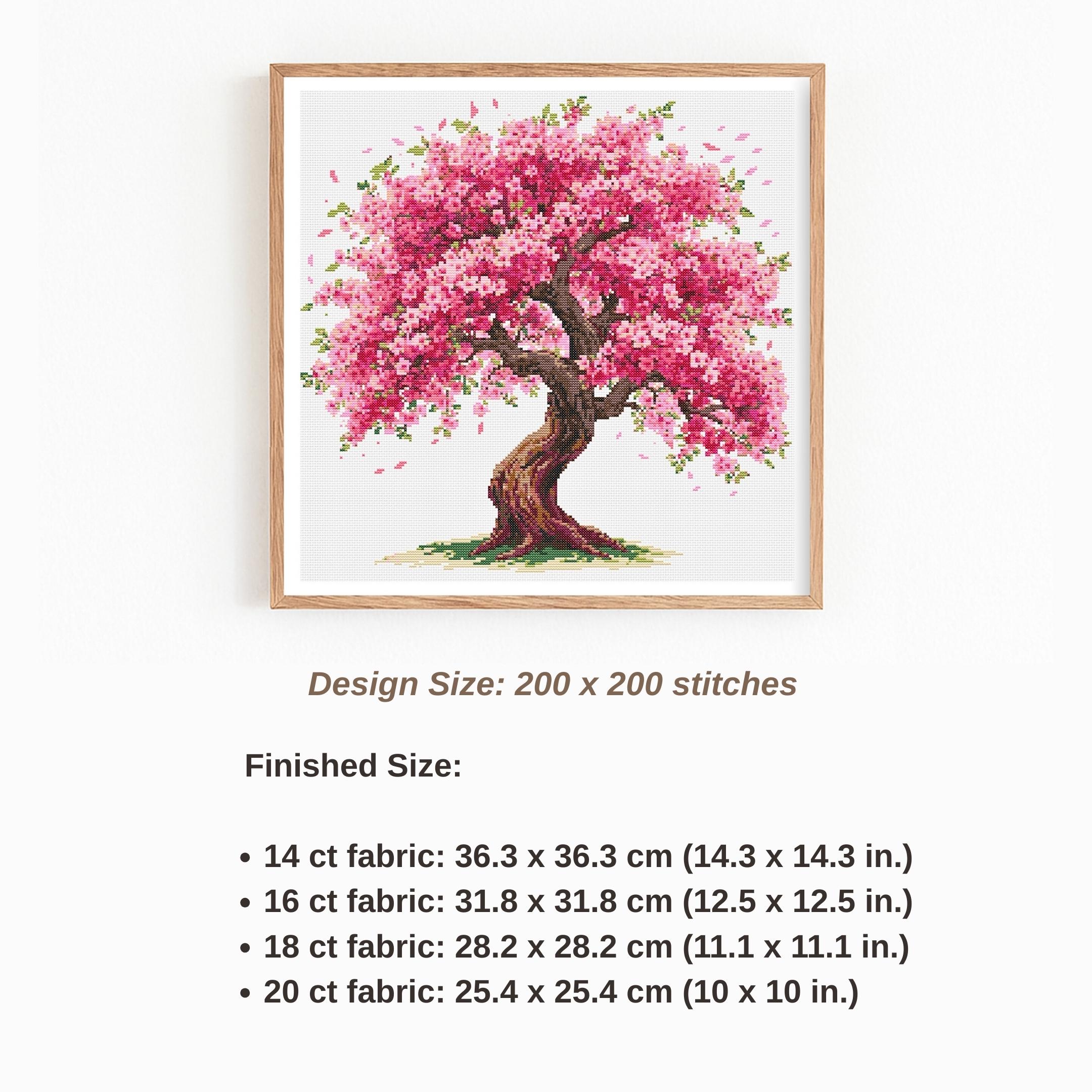 Cherry Blossom Cross Stitch Pattern, Sakura Tree Embroidery, Pink ...