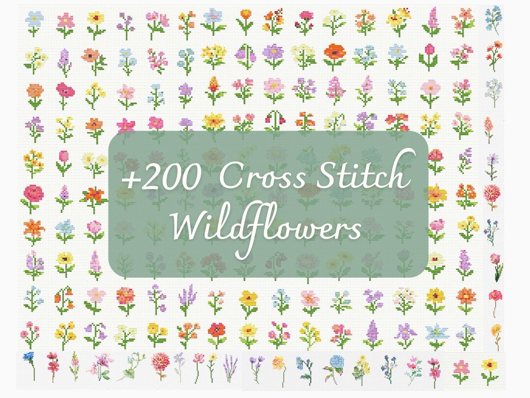 200+ Wildflower Cross Stitch Pattern Bundle, Botanical Flower ...