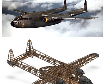 Fairchild C-119 Flying Boxcar 2670mm (105") - Laser Cutting Files and Plans