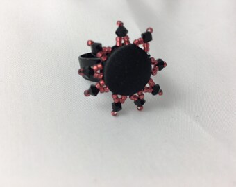 Beaded Button Adjustable Ring