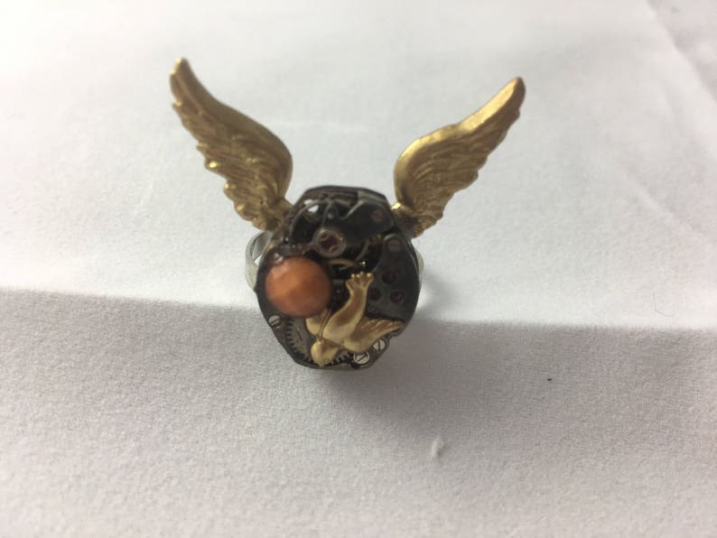 Winged Watch Movement Adjustable Ring bild 2
