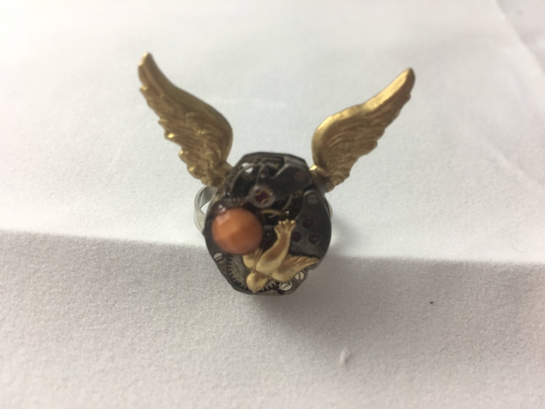 Winged Watch Movement Adjustable Ring bild 1